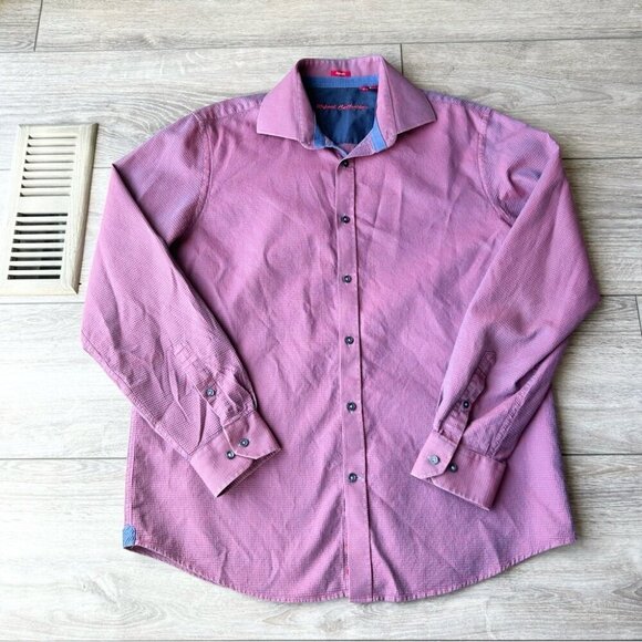 Report Collection Purple Waffle Pattern Pattern Button Down  Shirt - Picture 3 of 16